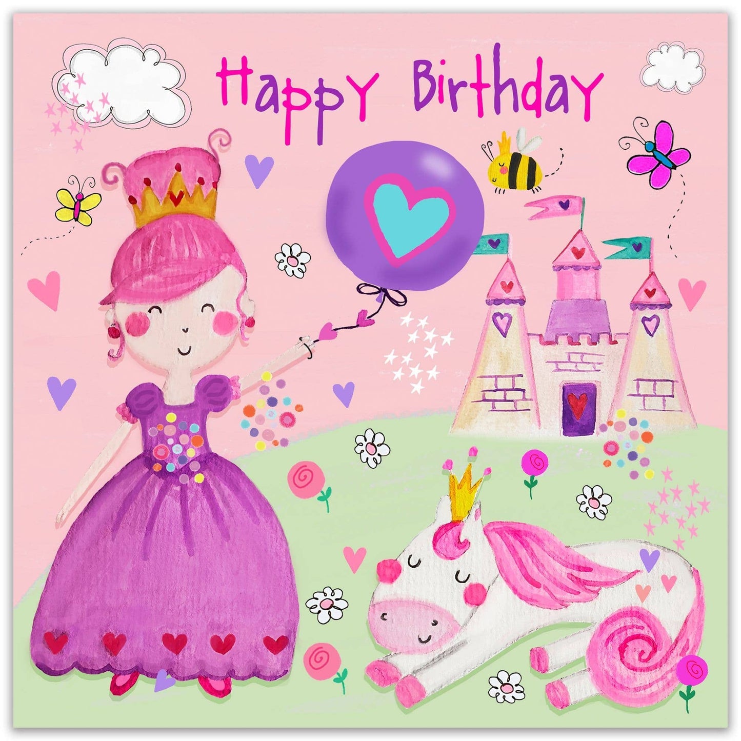 Twizler Ltd - Girl's Birthday Card Princess Balloon