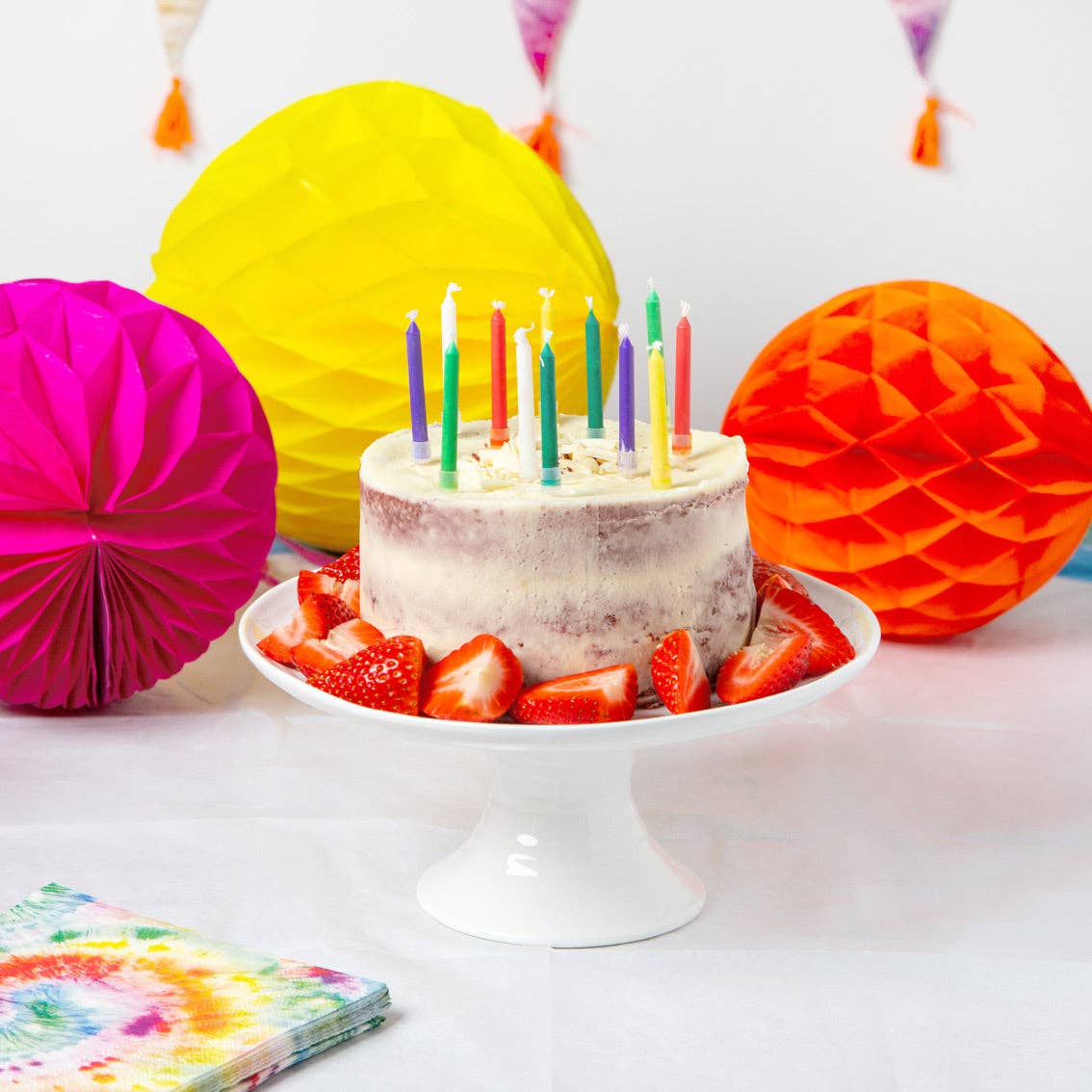 Talking Tables USA - Home, Birthday, Games & Seasonal Decor - Rainbow Flame Birthday Candles - 12 Pack | Cake Candles |
