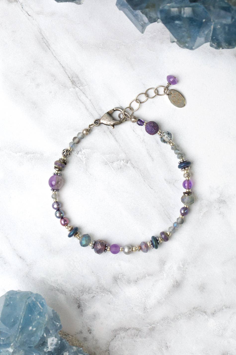 Anne Vaughan Designs Jewelry - Reflections 7.5-8.5" Freshwater Pearl, Czech Glass, Crystal Simple Bracelet