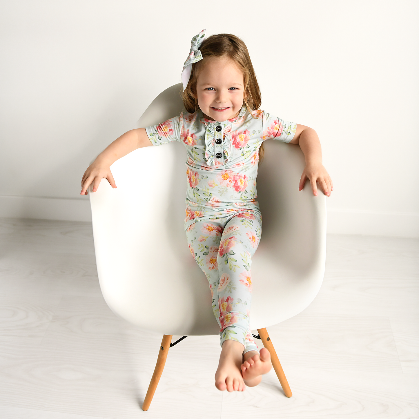 Gigi and Max - Mae Floral Ruffle Two Piece Bamboo Toddler Sleepies Little