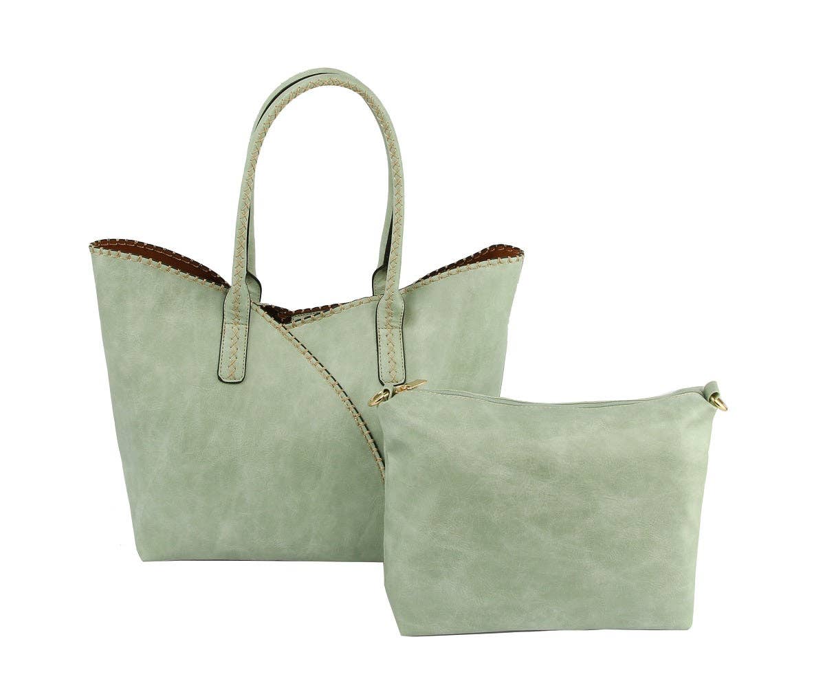 MiMi Wholesale - COL001-2 2-in-1 Stitch Trim Detail Shoulder/Tote Set Bag