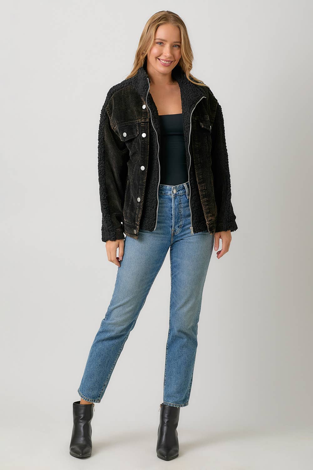 Mystree - 60817 Corduroy Mixed Sherpa Jacket