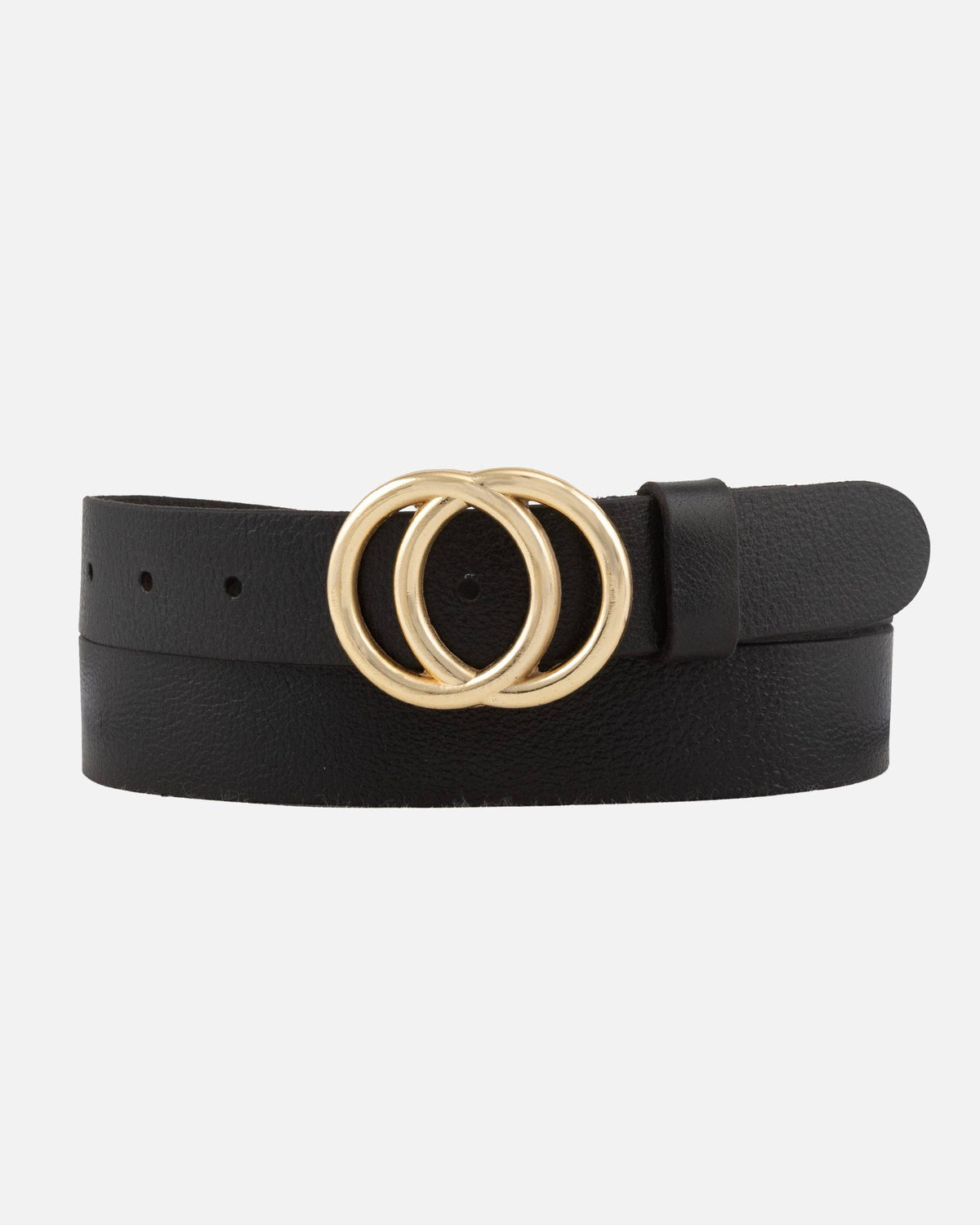Amsterdam Heritage Leather Belts, Bags, Jackets & Apparel - Caia | Double Ring Leather Belt with Gold Buckle