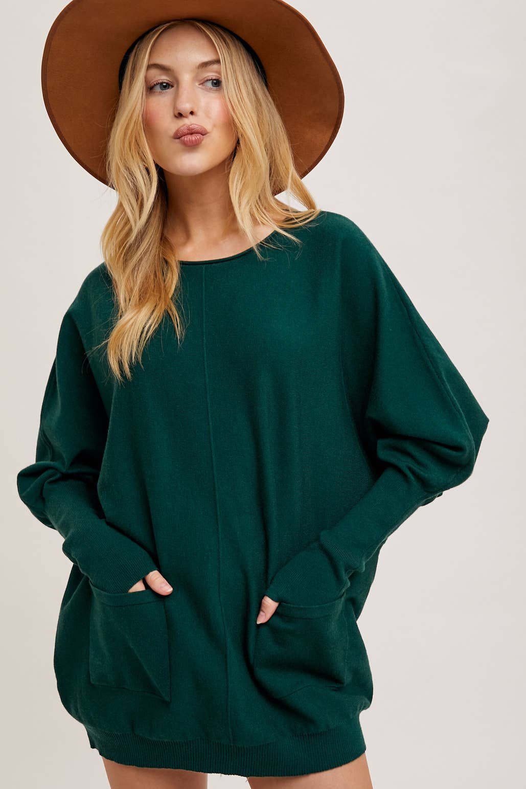 Bluivy - DOLMAN TUNIC KNIT SWEATER WITH POCKET