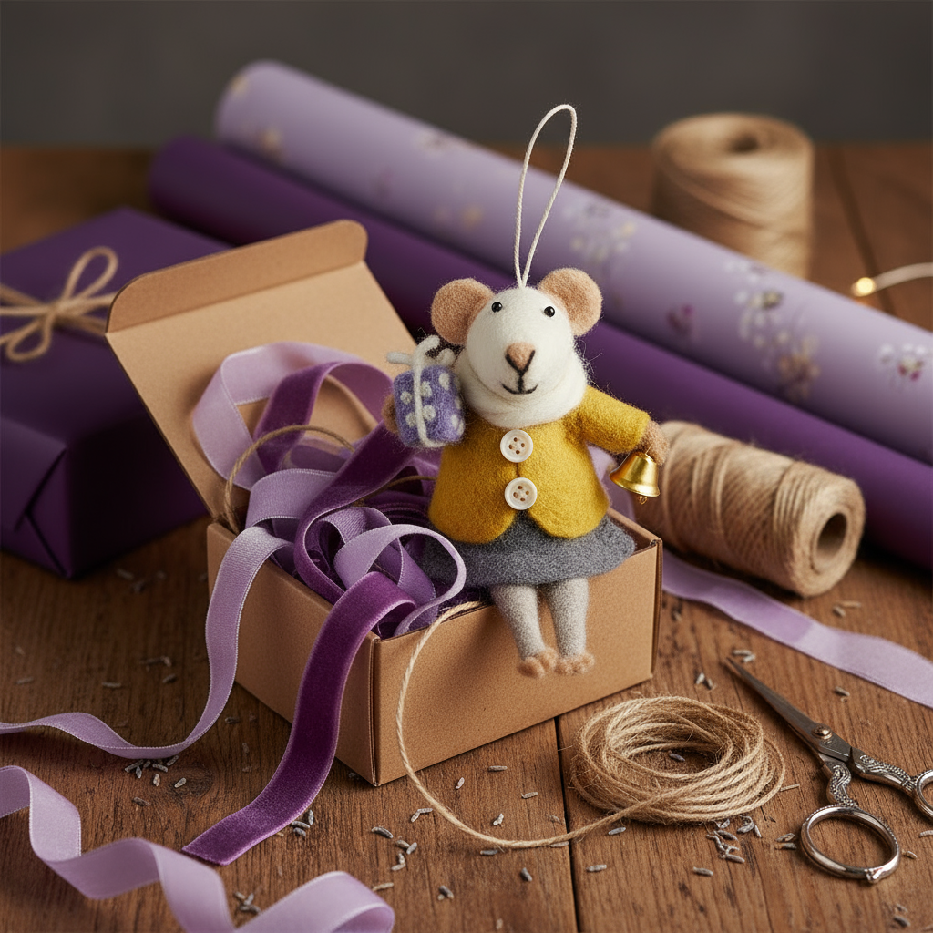 Felt So Good - Handmade Felt Agnes Mouse Fair Trade Hanging Decoration