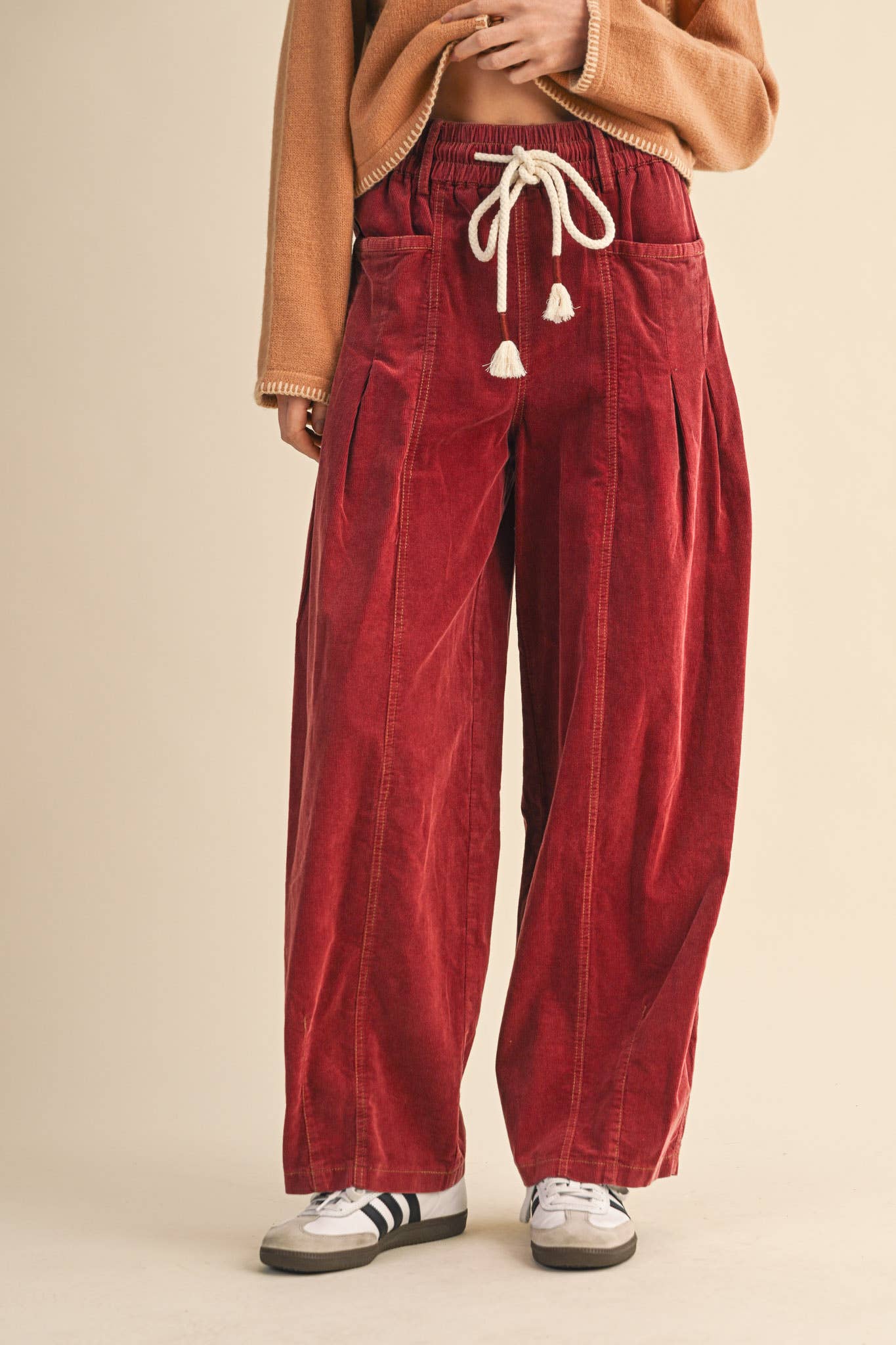 &MERCI - WASHED CORDUROY PLEATED BARREL PANTS MP4155