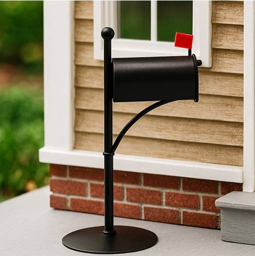 Factory Direct Craft - 4-3/4" H   Miniature Metal Mailbox on Post - Select Color
