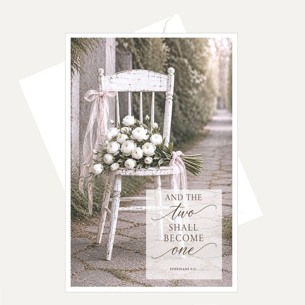 Bellflower Girl - Wedding Vintage Bride Flower Bouquet | Old Chair Photo Card