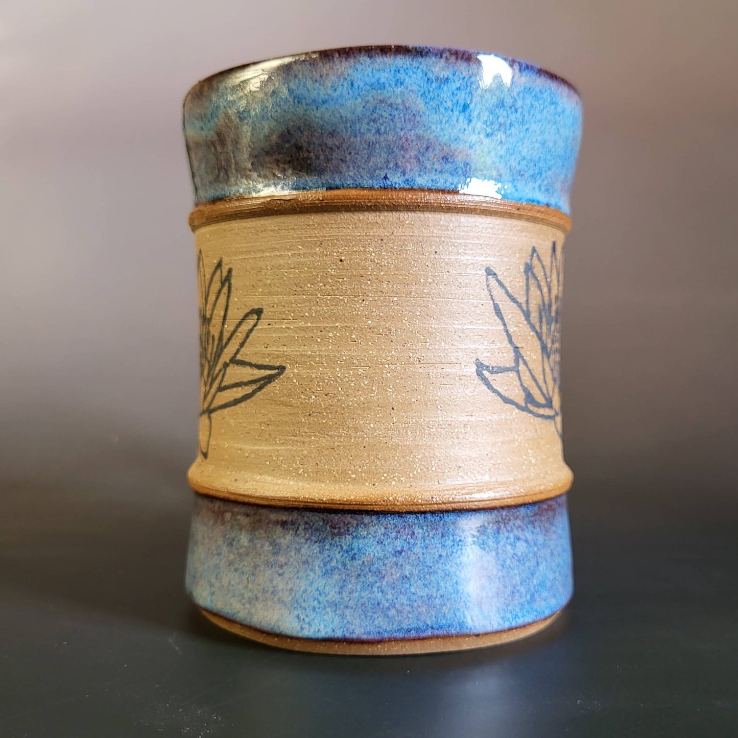 Divine Vessels Pottery - Blue Lotus Mug with blue glaze