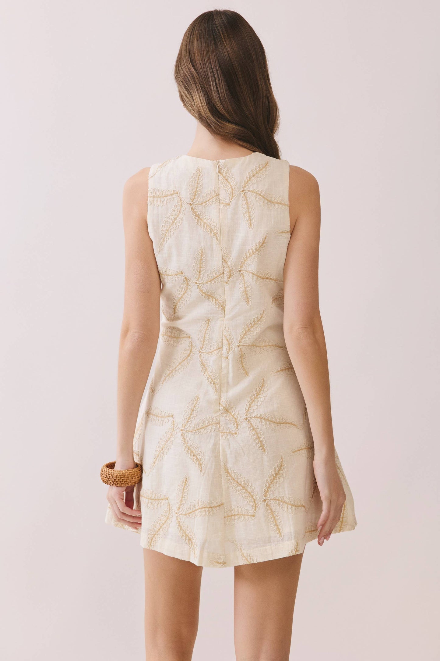 TCEC - CD06926-Starfish Embroidered A Line Sleeveless Mini Dress