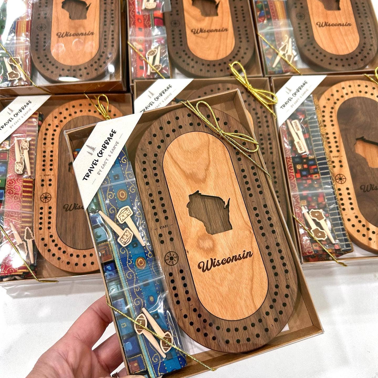 Cast & Carve - Vermont Mini Travel Cribbage Board & Custom Pegs