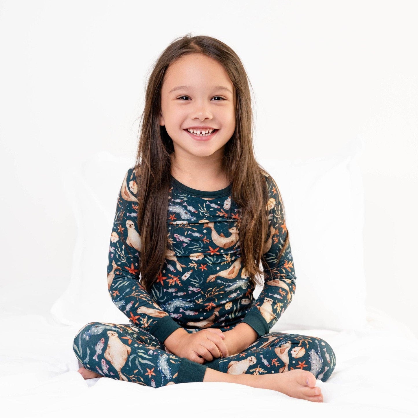 Jammie Session formerly Big Dreams Little Jammies - Waves & Whiskers Long Sleeve Kids Bamboo Pajamas sets, Baby toddler Unisex kids sleepwear, Gender natural Clothing, Kids outfit, Matching Family Pajamas,