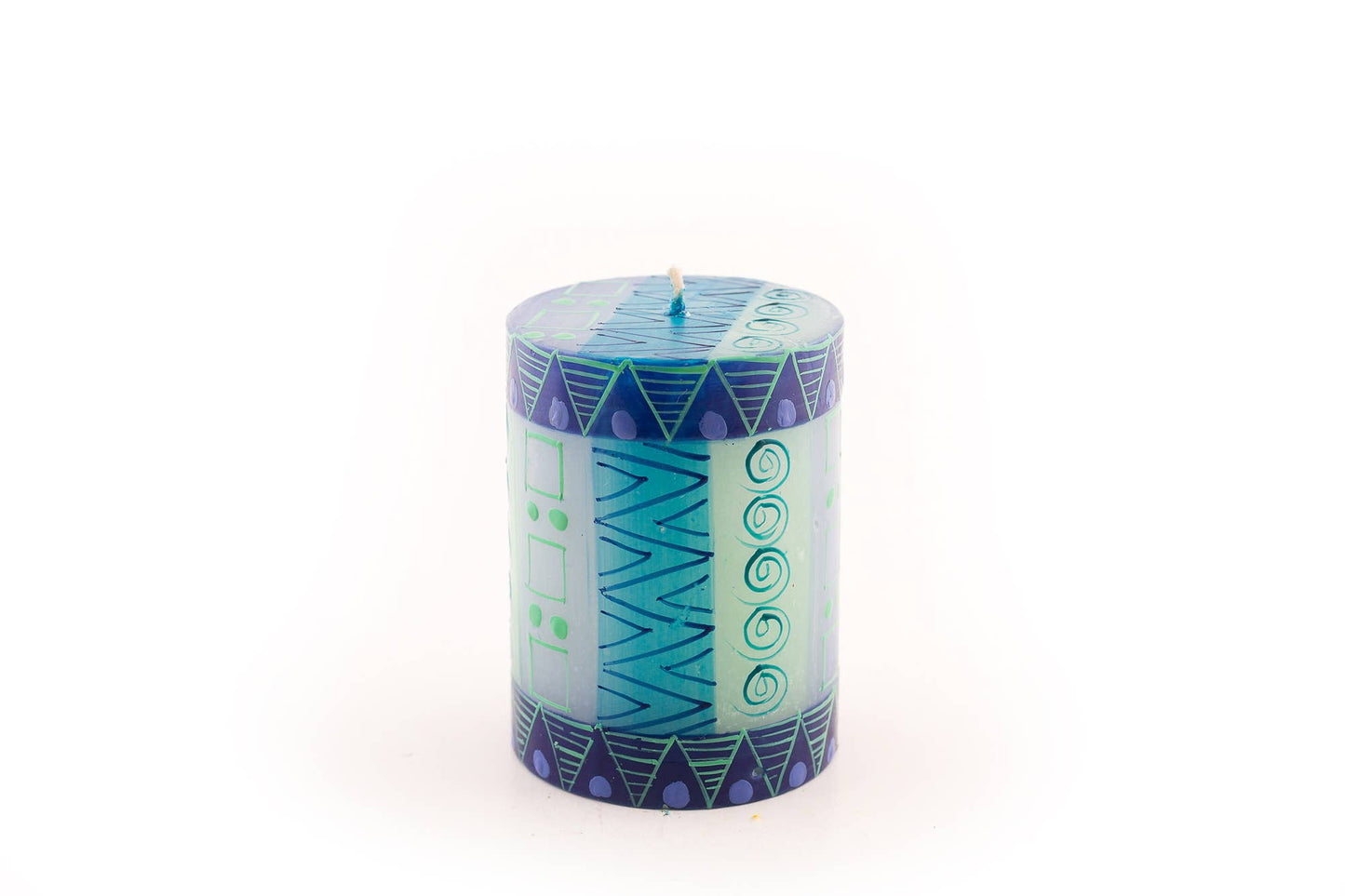 Thumbprint Artifacts - Blue and Green Candle