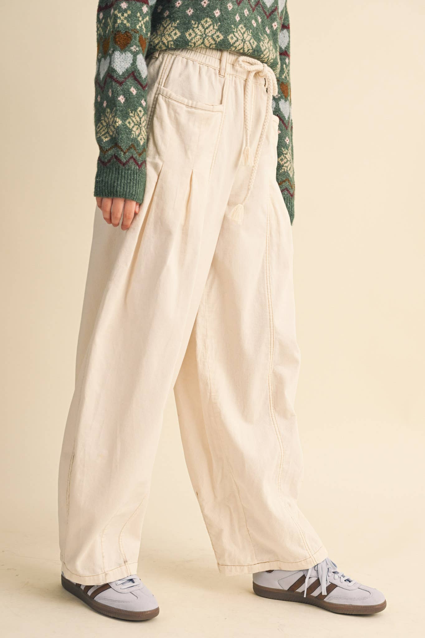&MERCI - WASHED CORDUROY PLEATED BARREL PANTS MP4155
