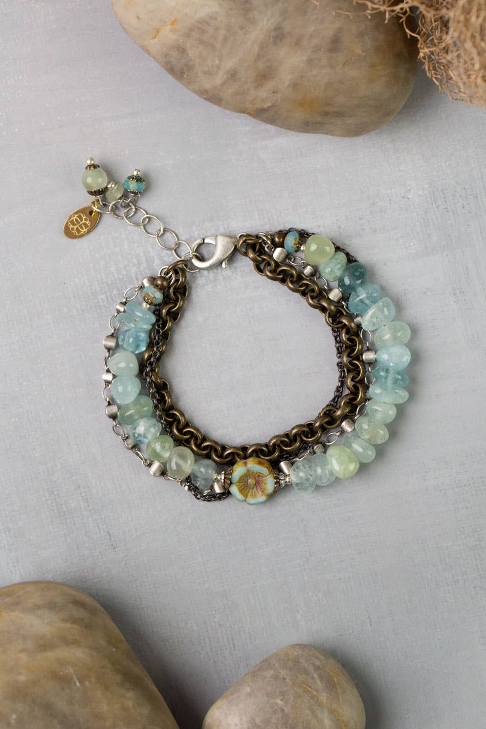 Anne Vaughan Designs Jewelry - Venetian Dreams 7.5-8.5" Aquamarine, Czech Glass Multistrand Bracelet