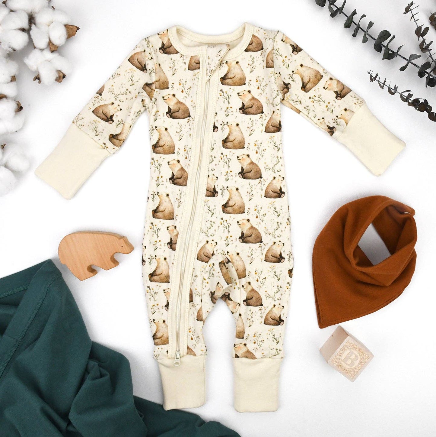Earthy - Organic Cotton Baby Pajamas 2-Way Zip Front Zipper Sleeper, Beck