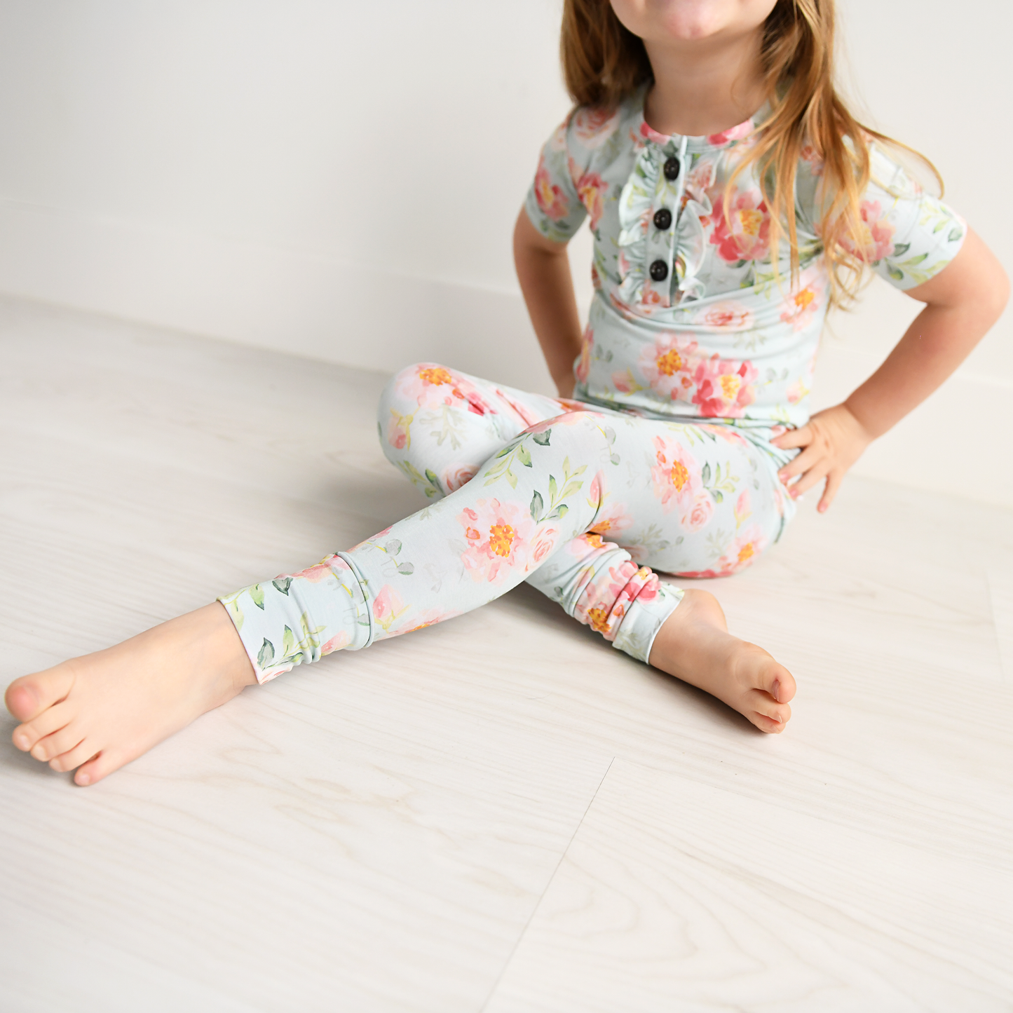 Gigi and Max - Mae Floral Ruffle Two Piece Bamboo Toddler Sleepies Little