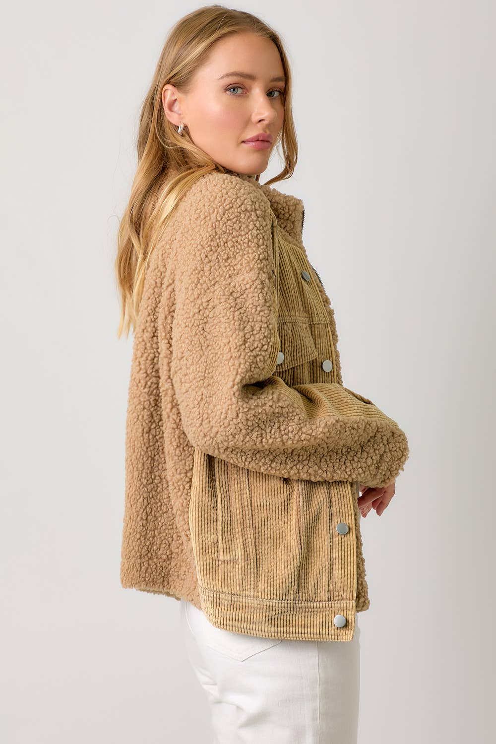 Mystree - 60817 Corduroy Mixed Sherpa Jacket
