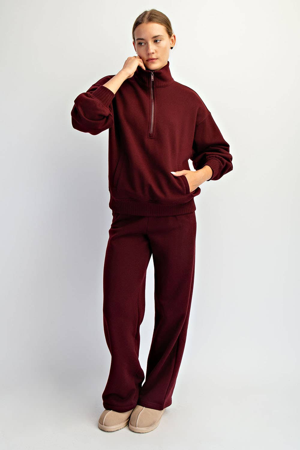 Rae Mode - FRENCH TERRY FLEECE QUARTER ZIP PULLOVER