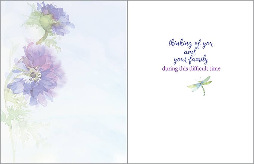 GINA B DESIGNS - Sympathy Greeting Card - Blue Anenomes