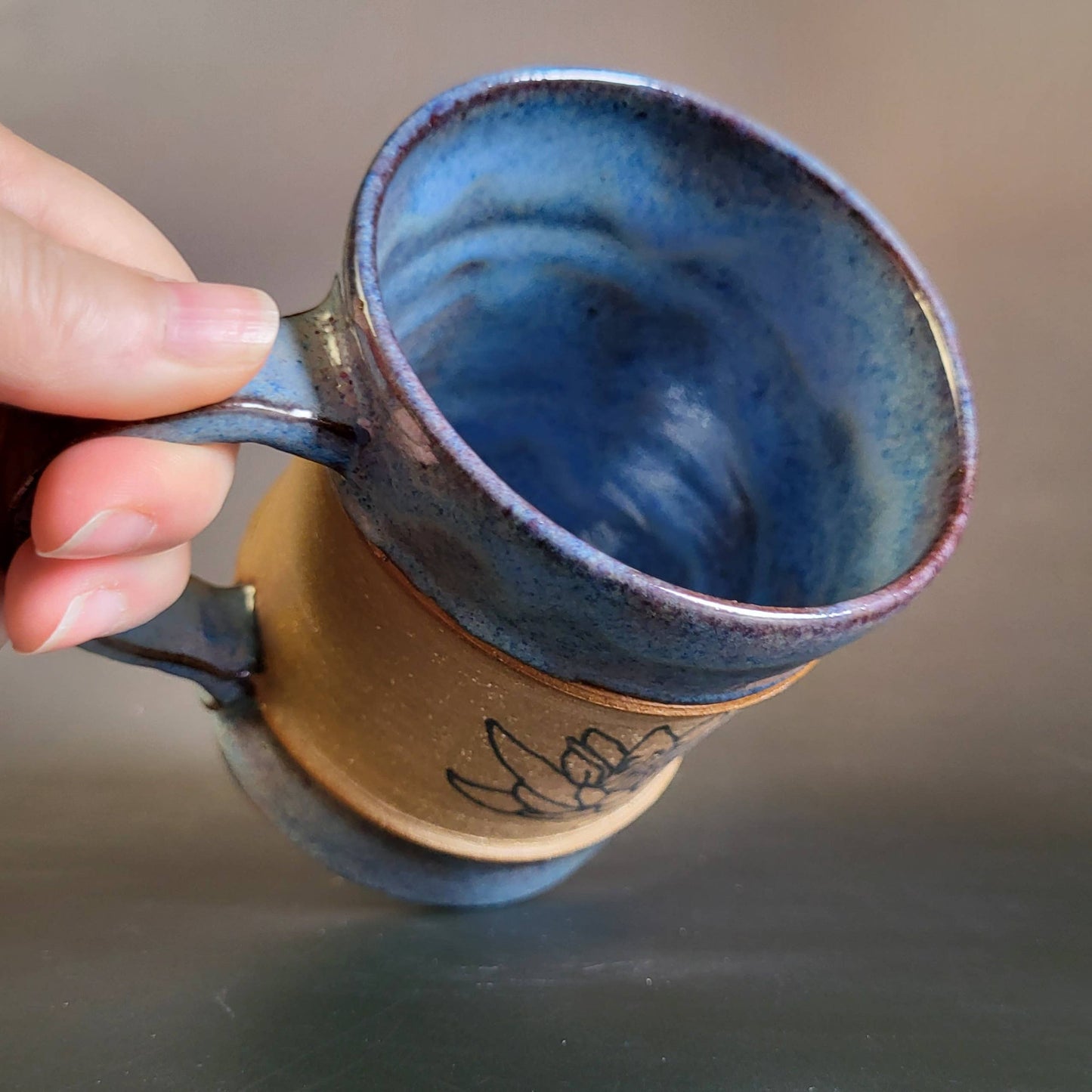 Divine Vessels Pottery - Blue Lotus Mug with blue glaze