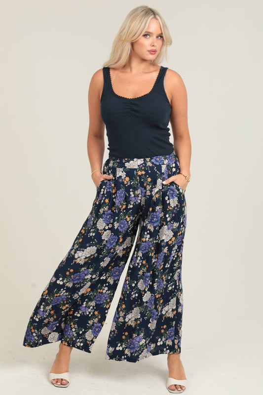 ANGIE - B3682-WB13 PRINTED WIDE LEG PANTS