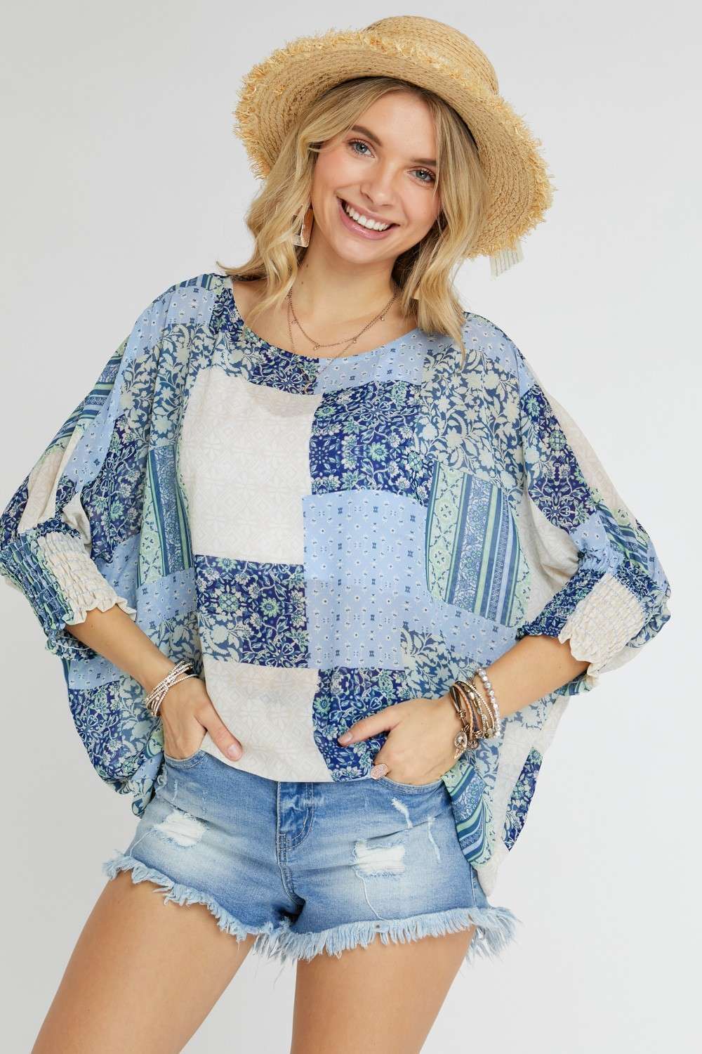 Madelyn - LT16168 - BOAT NECK LOOSE FIT BELL SLEEVE TOP