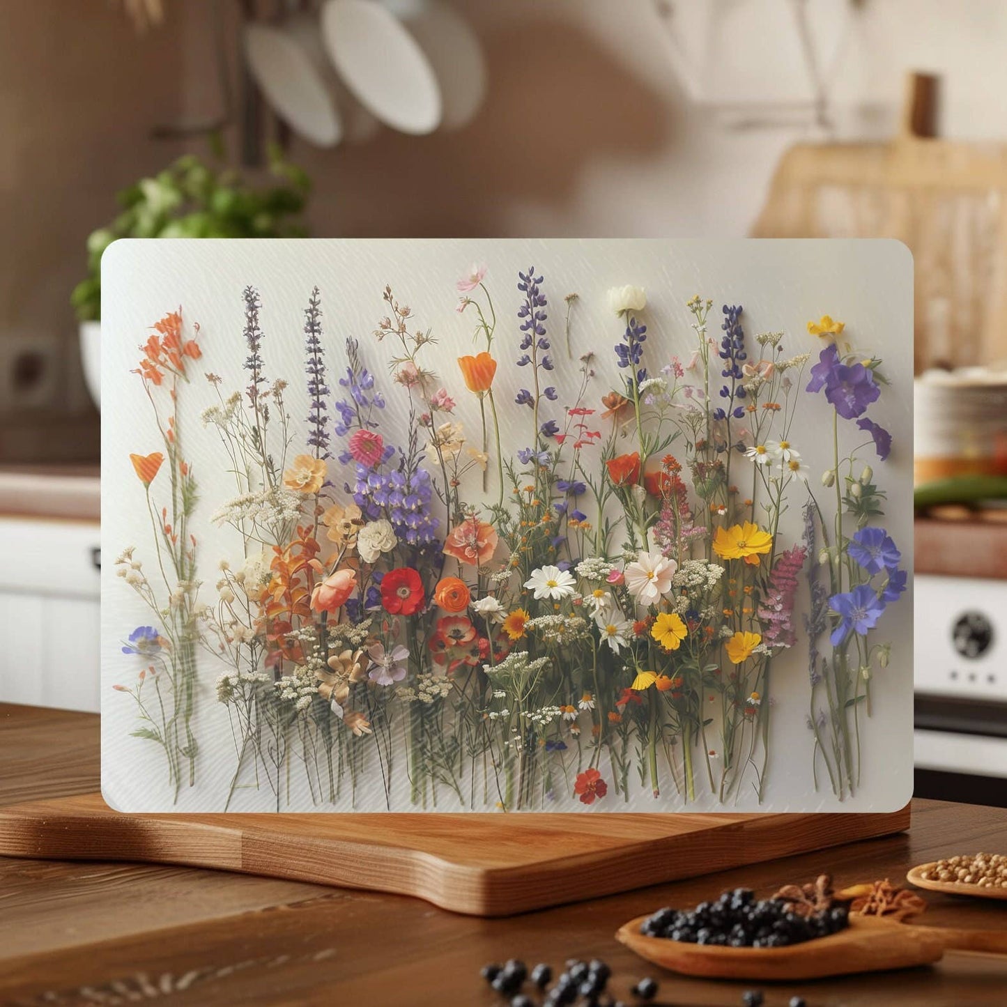 Fernville Creations - Tempered Glass Cutting Board: Wildflower Charcuterie Tray