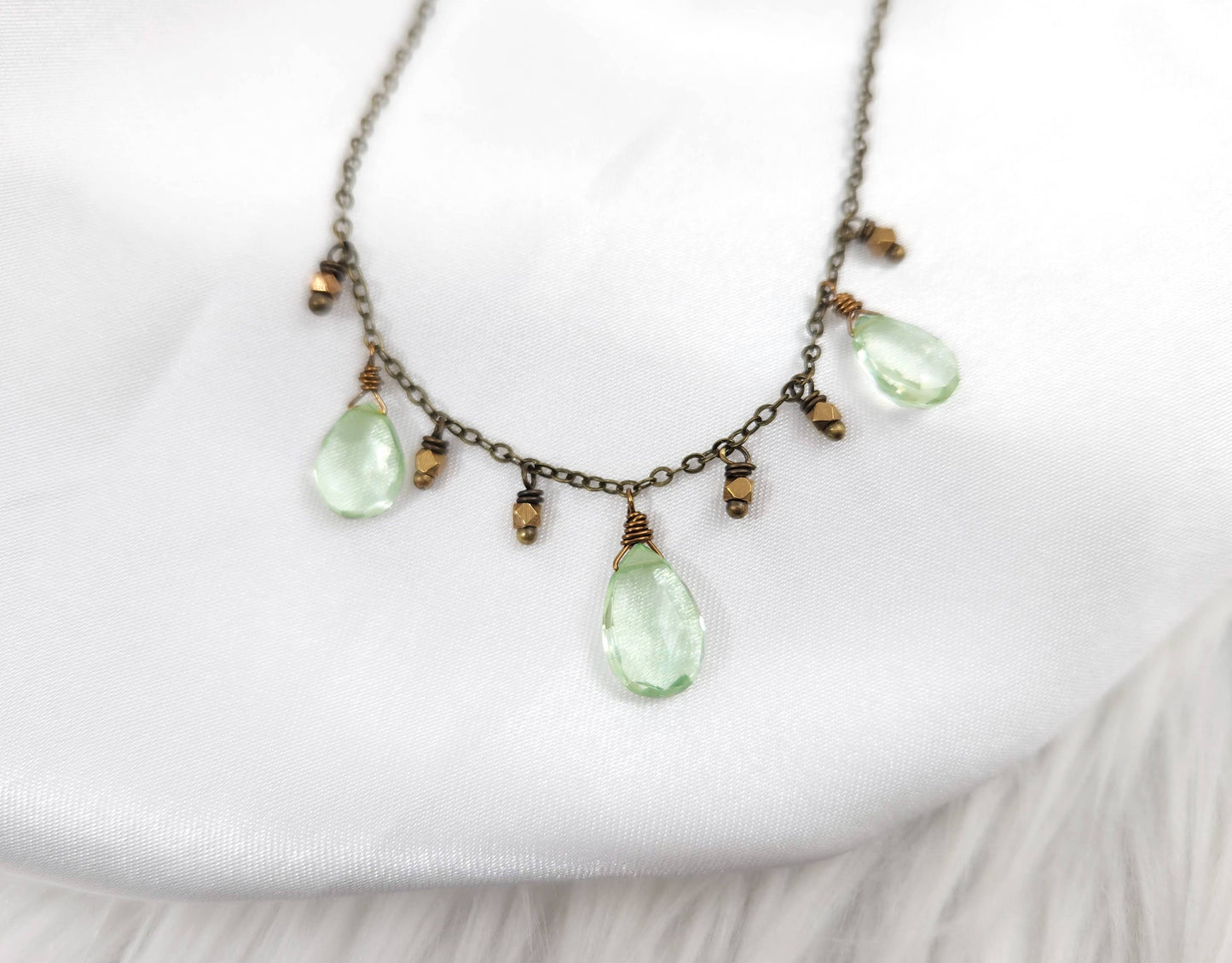 Edgy Petal Jewelry - Green Amethyst Boho Statement Necklace Glamorous for Summer