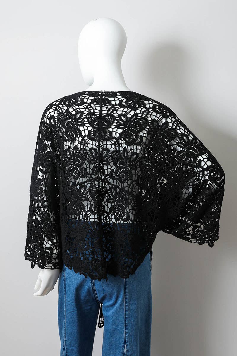 Leto Accessories - Crochet Floral Petal Kimono Wrap 🌼