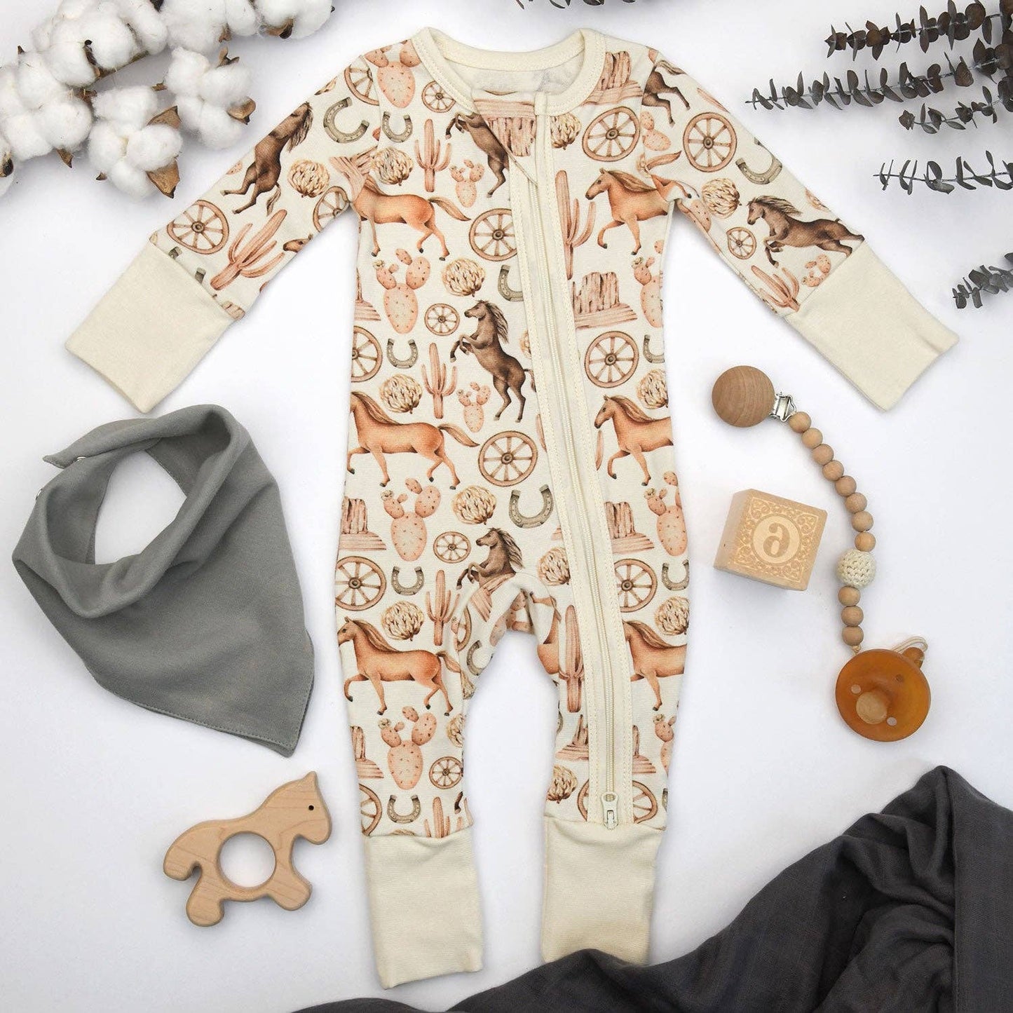 Earthy - Organic Cotton Baby Pjs 2-Way Zipper Sleeper, Ryder