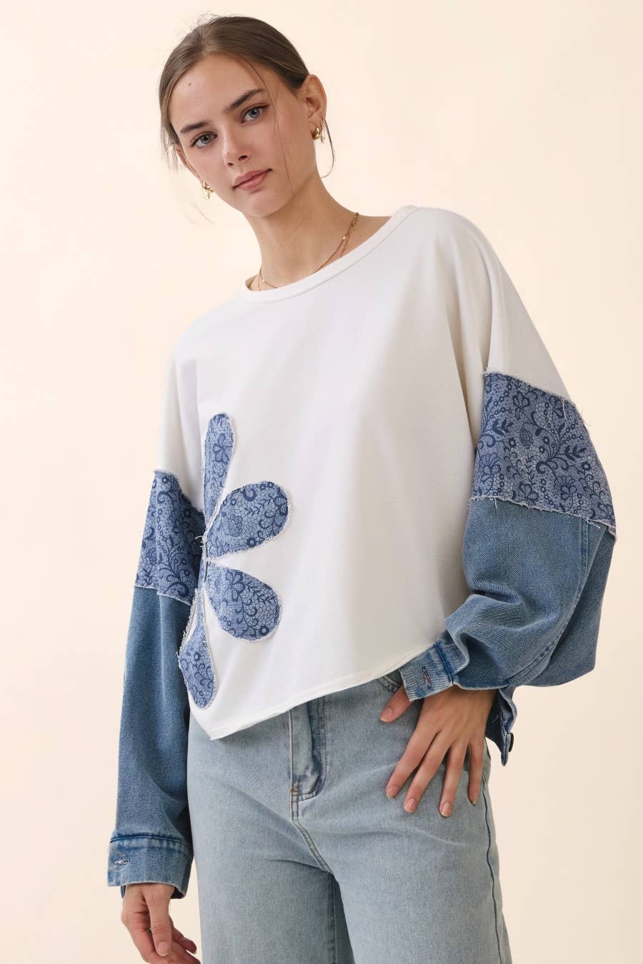 Oddi - Floral Patchwork Cropped Top