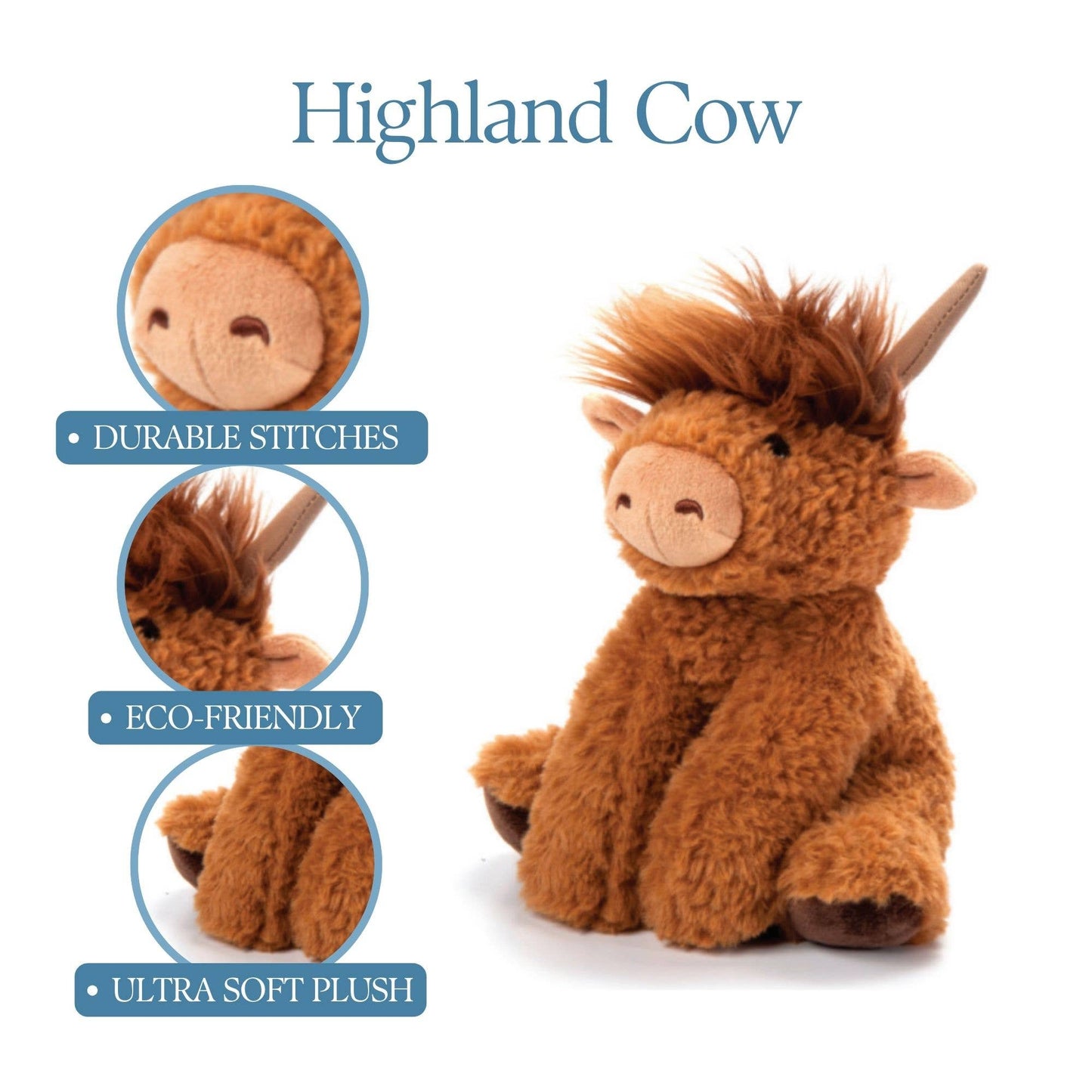 The Petting Zoo - Wild Onez Highland Cow Small 9" (20cm) Farm/Barnyard Animal