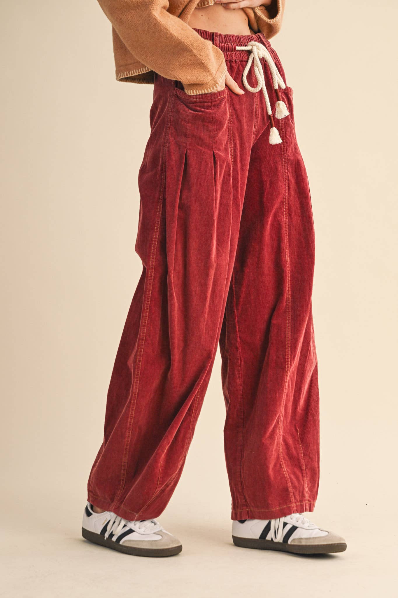 &MERCI - WASHED CORDUROY PLEATED BARREL PANTS MP4155