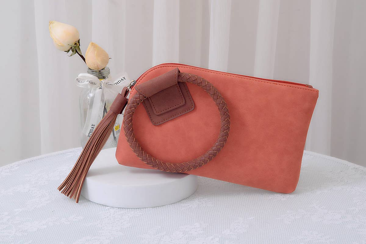 MiMi Wholesale - BP204 Fashion Cuff Handle Tassel Wristlet Clutch