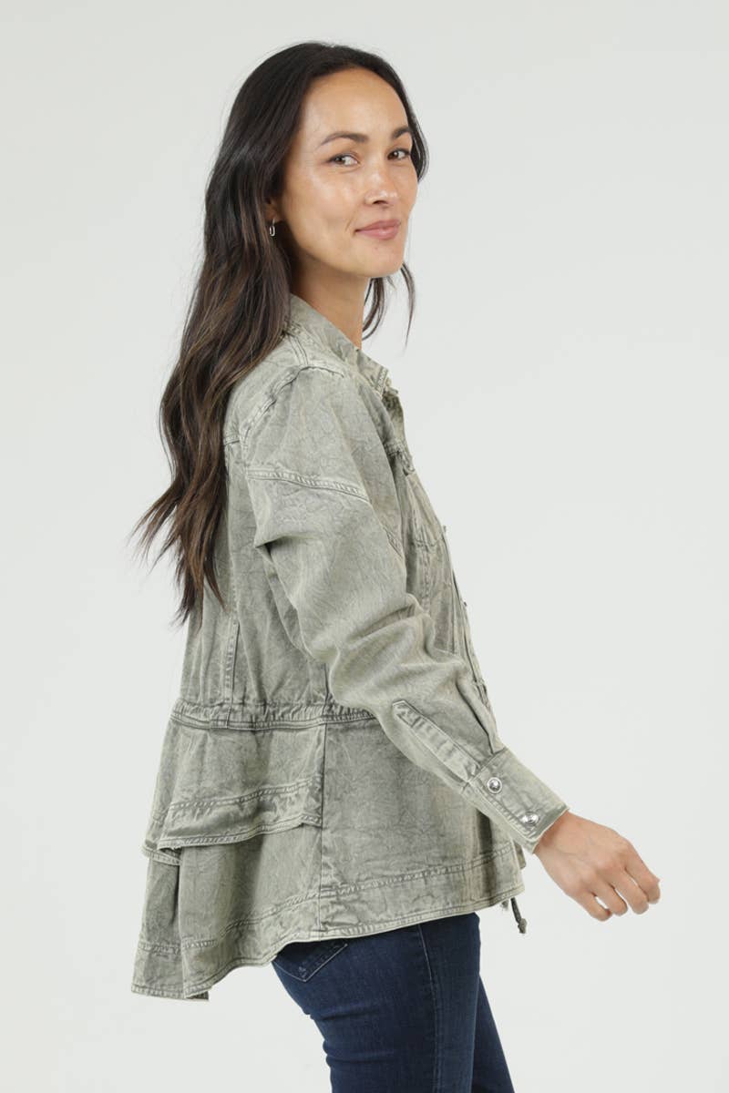 Nostalgia - E2U94-ASIS DENIM RUFFLE PEPLUM JACKET