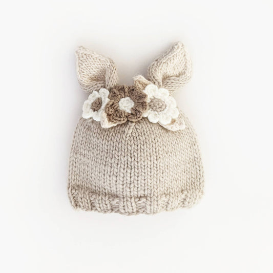 Huggalugs - Flower Bunny Beanie Oatmeal Flower Beanie Baby & Kids