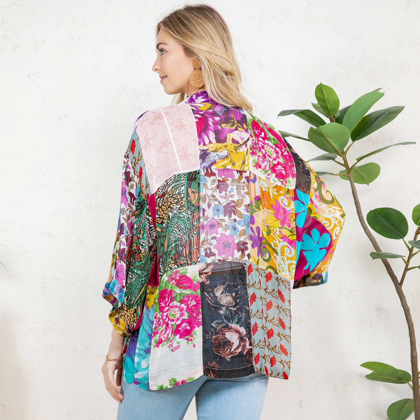 Young Threads - Kimono Top In Overdyed Mix N Match Patches - in 7 Color ways