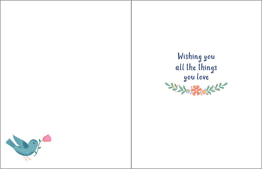 GINA B DESIGNS - Birthday Greeting Card - Books & Bird