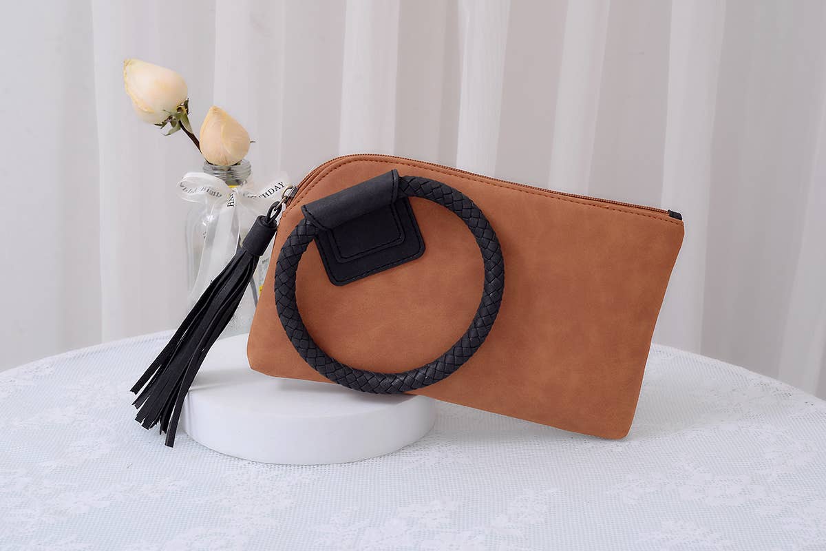 MiMi Wholesale - BP204 Fashion Cuff Handle Tassel Wristlet Clutch