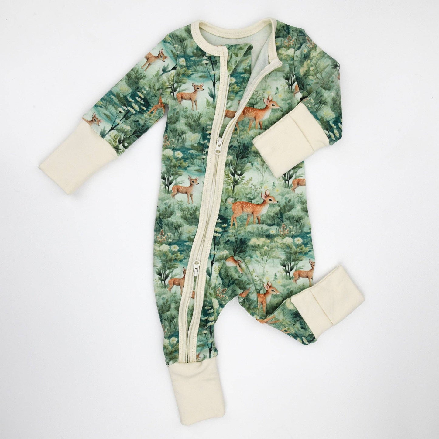 Earthy - Organic Cotton Baby Pajamas 2-Way Zip Front Zipper Sleeper, Yew