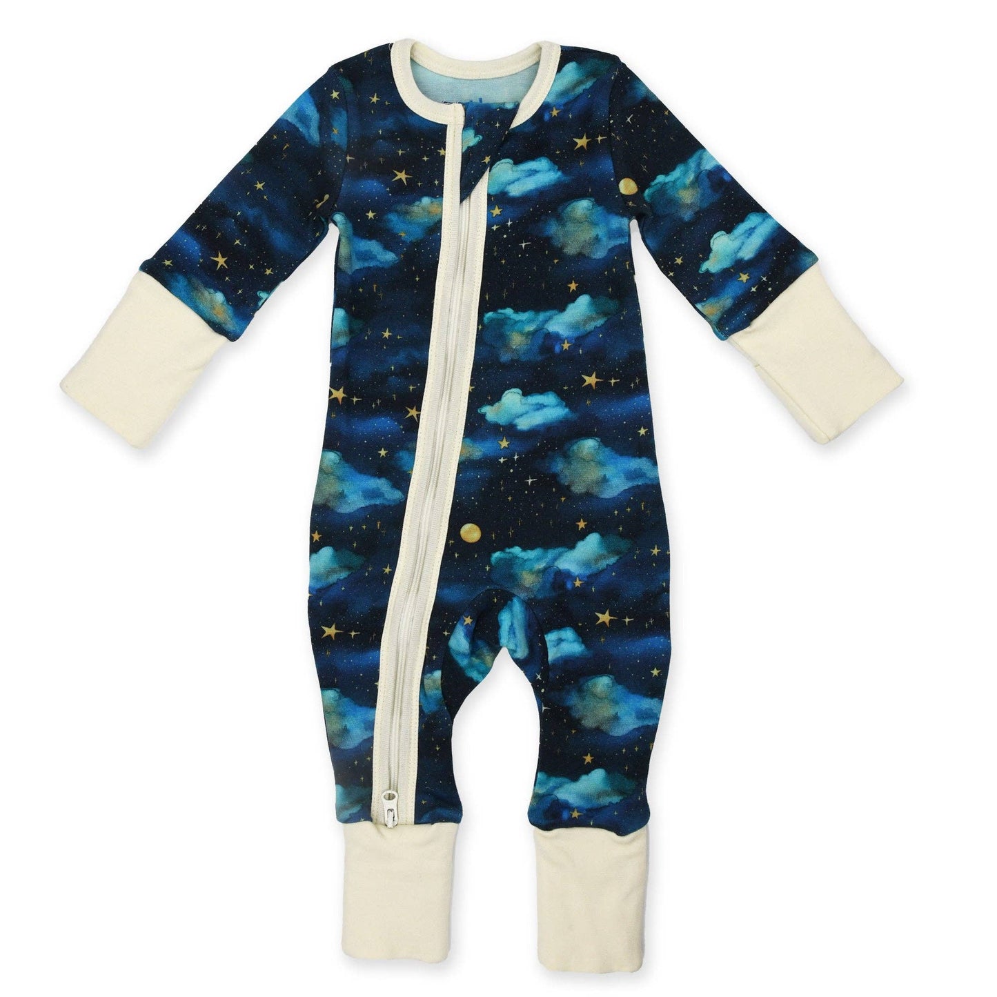 Earthy - Organic Cotton Baby Pajamas 2-Way Zip Front Zipper Sleeper, Stellar