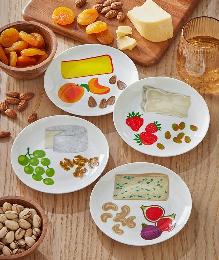 tag - Fromage Appetizer Plates Set of 4 Multi Bone China