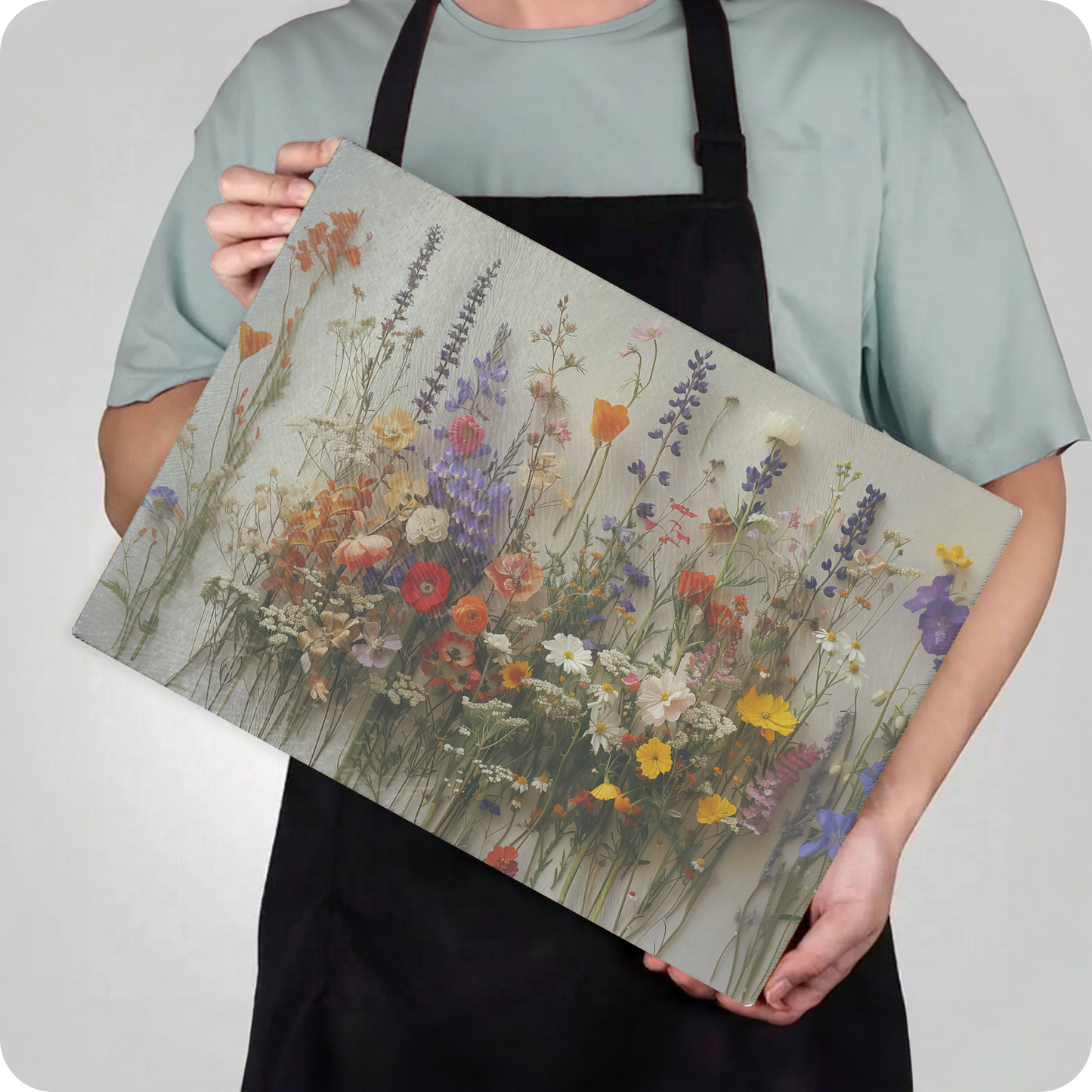 Fernville Creations - Tempered Glass Cutting Board: Wildflower Charcuterie Tray