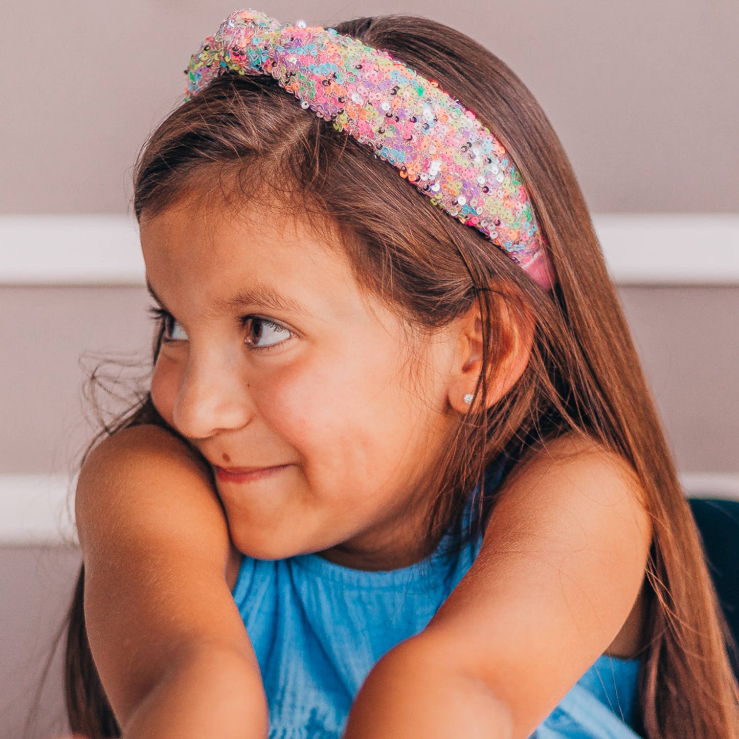 Frog Sac - Kids Knot Headband - Rainbow Sequin Knotted Hair Accessories