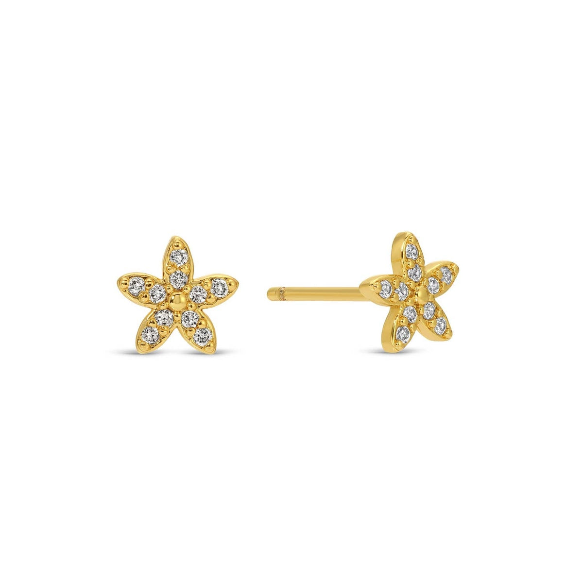 Splendid Iris - Pavé Flower Studs On Velvet Tag