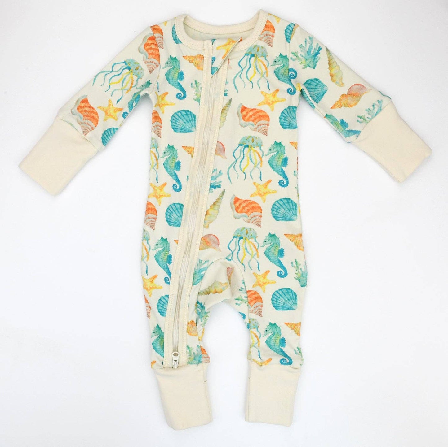 Earthy - Organic Cotton Baby Pajamas 2-Way Zip Front Zipper Sleeper, Reef