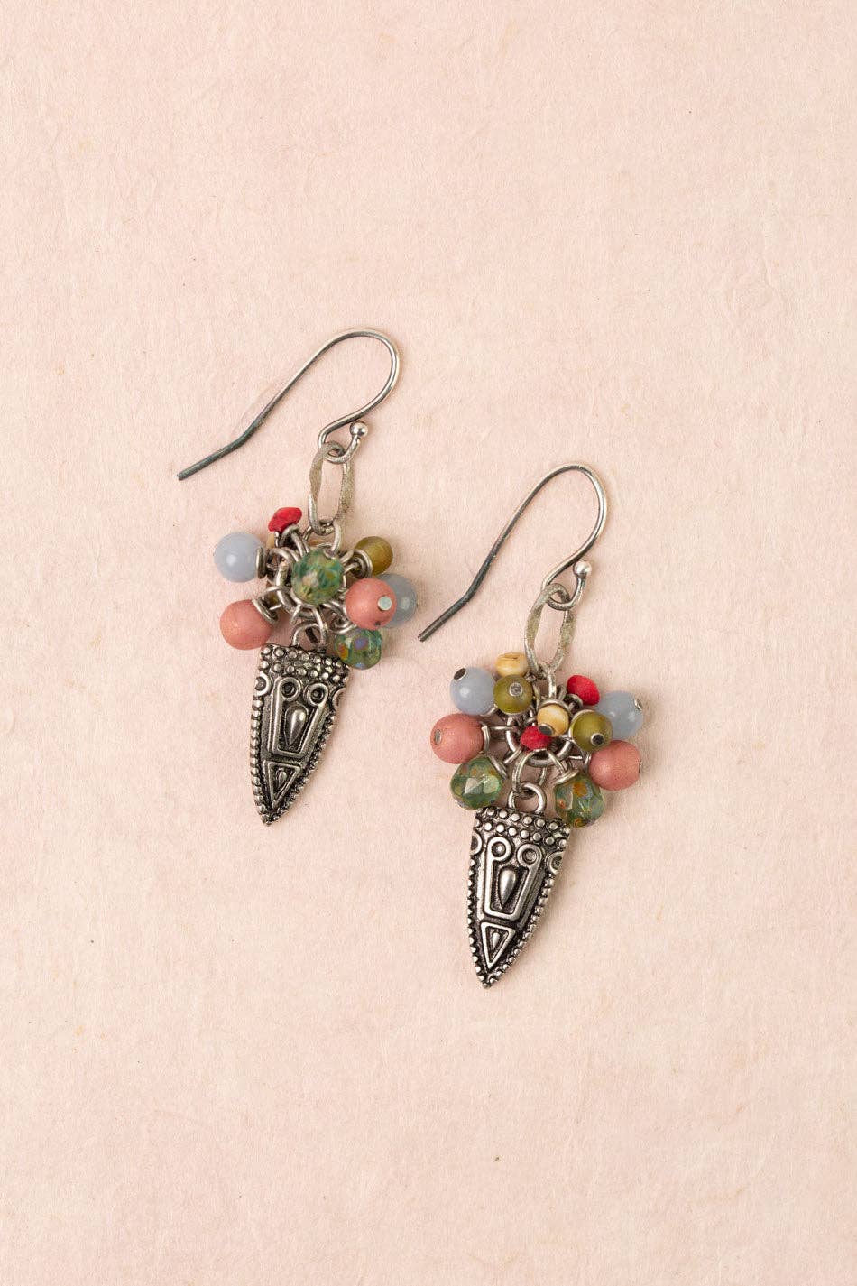Anne Vaughan Designs Jewelry - Leilani Neon Apatite, Antique Silver Drop, Czech Glass Cluster Earrings