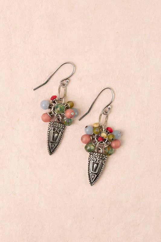 Anne Vaughan Designs Jewelry - Leilani Neon Apatite, Antique Silver Drop, Czech Glass Cluster Earrings