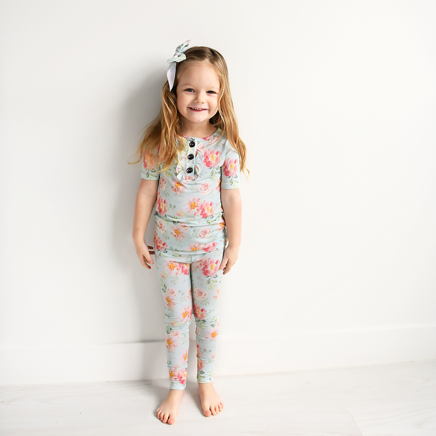 Gigi and Max - Mae Floral Ruffle Two Piece Bamboo Toddler Sleepies Little